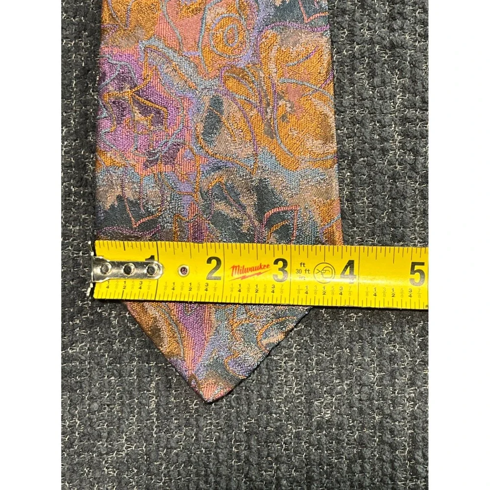 Vtg Missoni Cravatte Silk Tie Purple Orange Abstract‎ Floral Made in Italy Lux